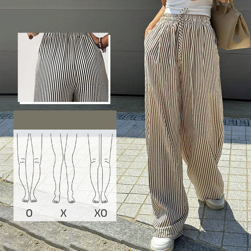 🎀Damskie spodnie ze sznurkiem w pionowe paski