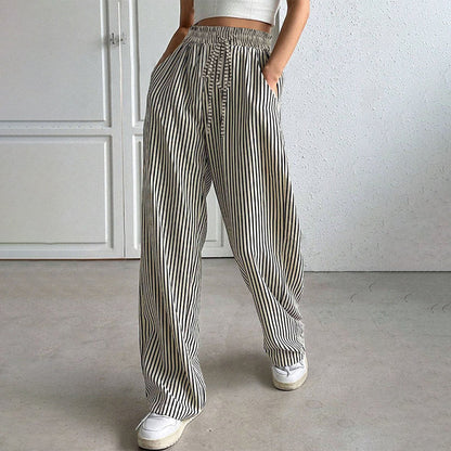 🎀Damskie spodnie ze sznurkiem w pionowe paski