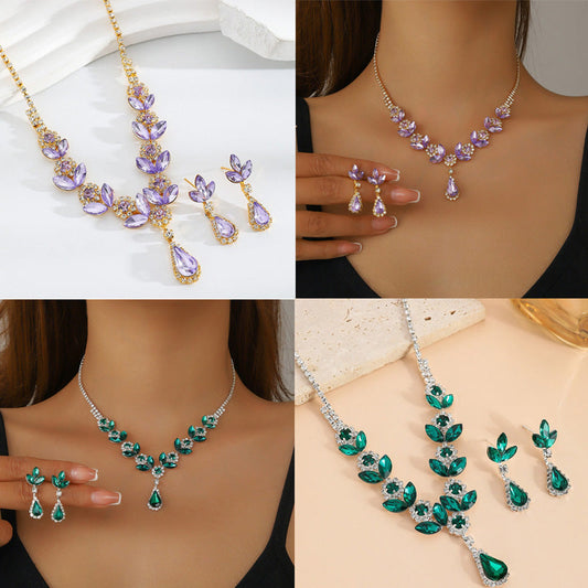 💎Elegancki naszyjnik i kolczyki Petal Drops, zestaw 2 sztuk💕