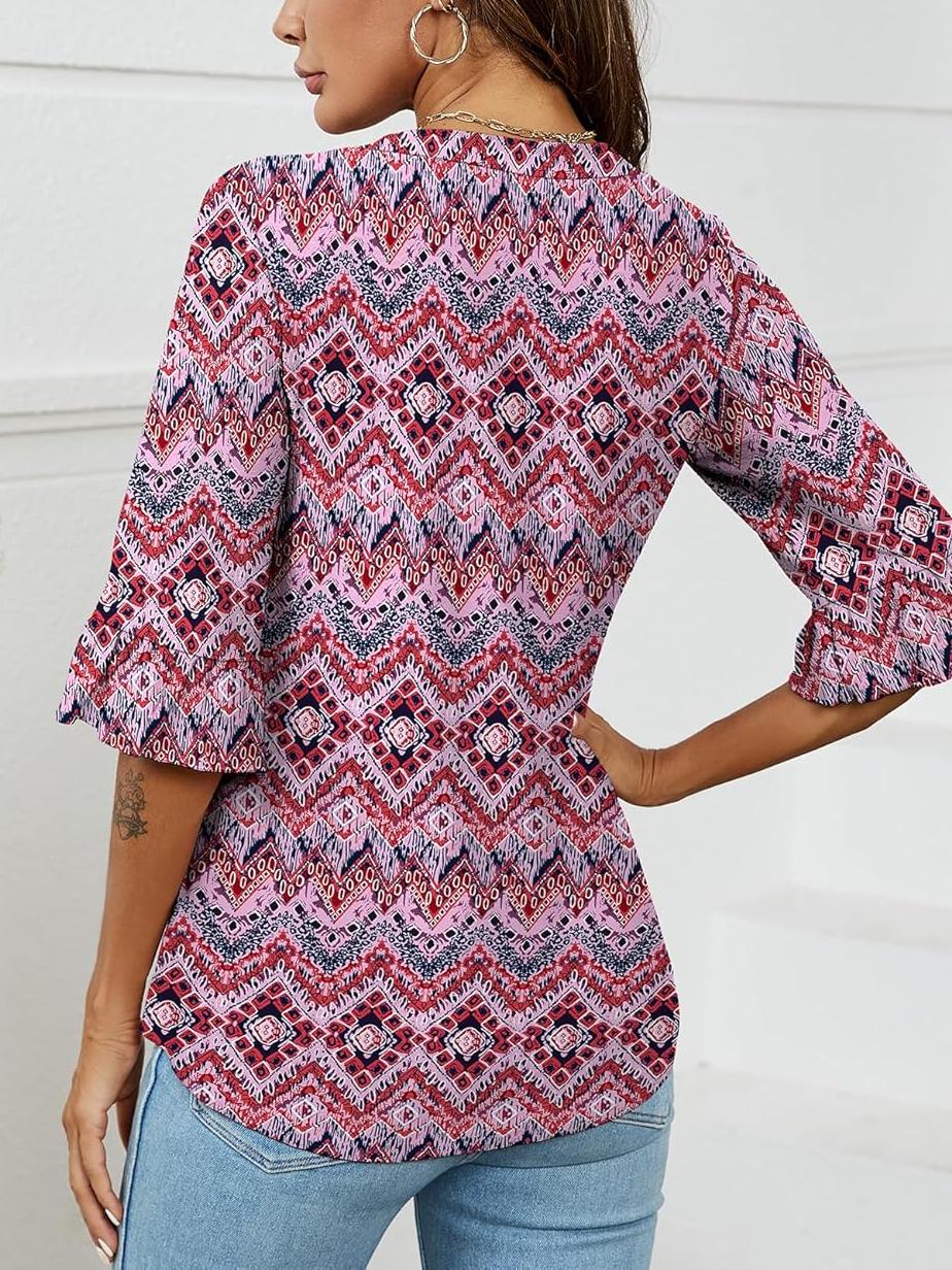 💕Bluza damska z wycięciem na szyję z falbanką Bluze🎁