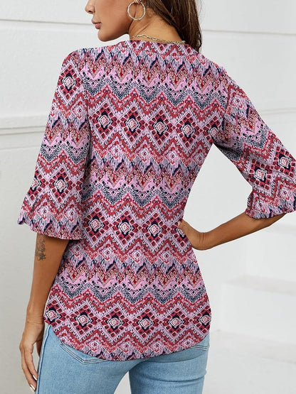 💕Bluza damska z wycięciem na szyję z falbanką Bluze🎁