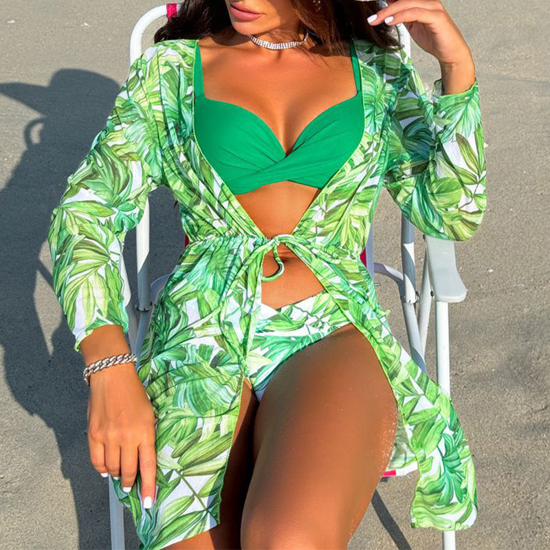 🔥👙Damski 3-częściowy zestaw bikini z przykryciem