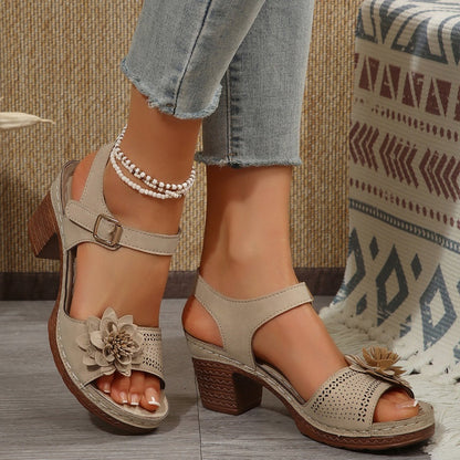 【36-43】Damskie sandały z odkrytymi palcami w kwiaty