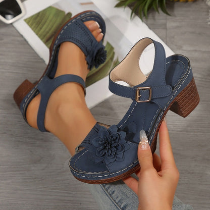 【36-43】Damskie sandały z odkrytymi palcami w kwiaty