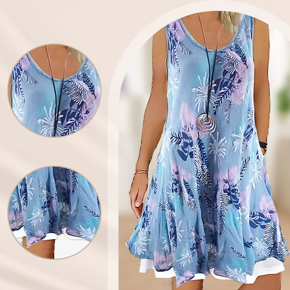 🌺【S-3XL】Damska sukienka midi w kwiaty z patchworkowym dołem