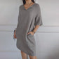 💃【S-2XL】Kobieta Casual Solid V-Neck Luźna sukienka