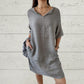 💃【S-2XL】Kobieta Casual Solid V-Neck Luźna sukienka
