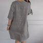 💃【S-2XL】Kobieta Casual Solid V-Neck Luźna sukienka