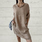 💃【S-2XL】Kobieta Casual Solid V-Neck Luźna sukienka