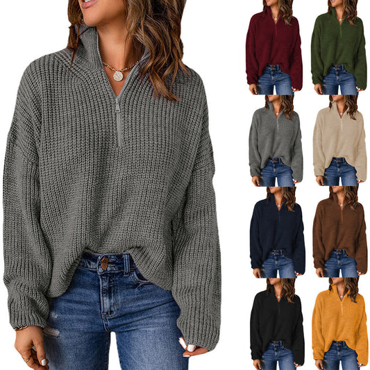 Damowy sweter oversize z wysokim kołnierzem