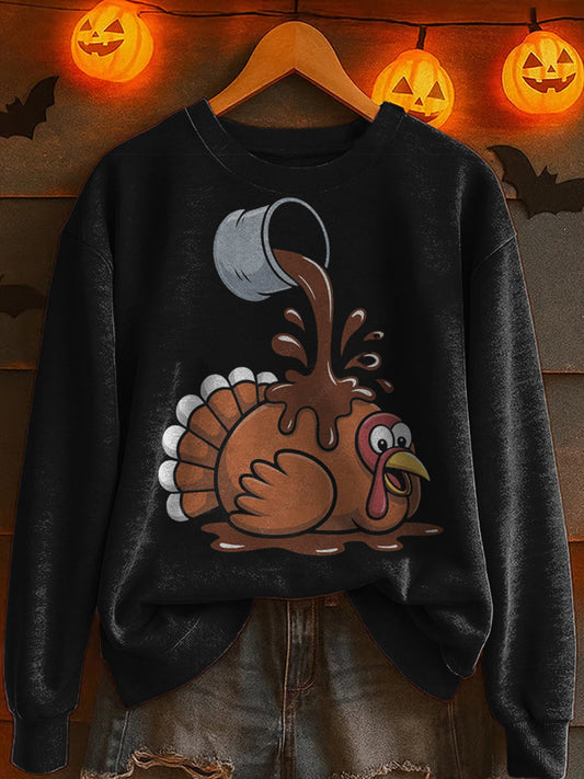 Благодарността пуйка вечеря печатни екипаж врата хлабав суитчър