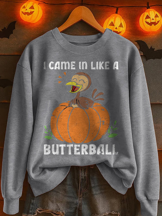 Благодарност тиква пуйка печат екипаж врата хлабав суитчър