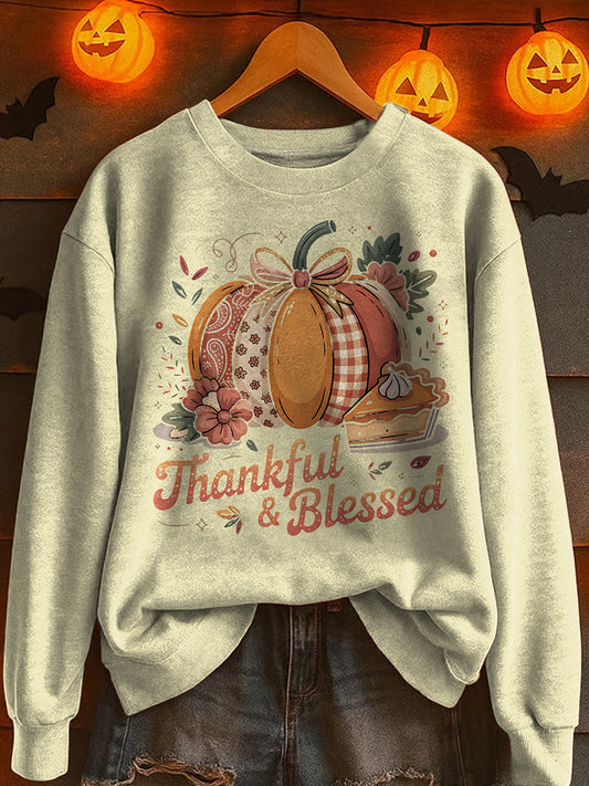 Благодарност тиква торта печат около врата хлабав суитчър