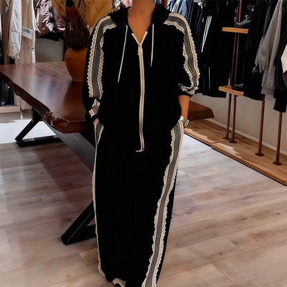 Дамски комплекти с качулка и цип, състоящи се от 2 части, с дантелена украса