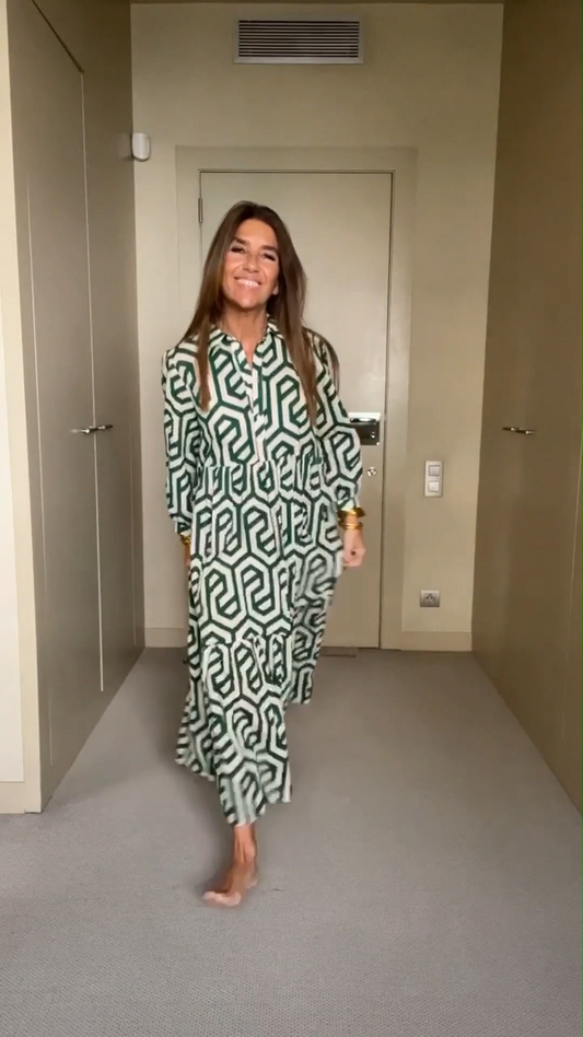 🎉💃Modna sukienka damska z długim rękawem i luźnym krojem w modny wzór