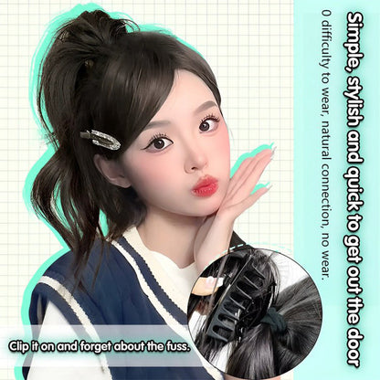 Wybór prezentu - Miękka naturalna peruka Shark Clip Half High Ponytail